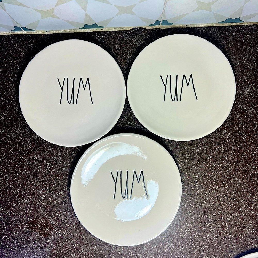 Rae Dunn set of 3 Tea Plates